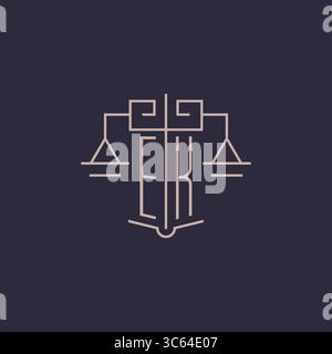 Initial letter EK logo with scale of justice luxury geometric design style vector graphic Stock Vector