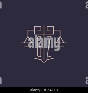 Initial letter GZ logo with scale of justice luxury geometric design style vector graphic Stock Vector