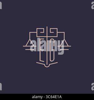 Initial letter EG logo with scale of justice luxury geometric design style vector graphic Stock Vector