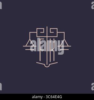 Initial letter FK logo with scale of justice luxury geometric design style vector graphic Stock Vector