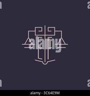 EF initial monogram logo with scale and pillar style design ideas Stock ...