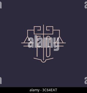 Initial letter FG logo with scale of justice luxury geometric design style vector graphic Stock Vector