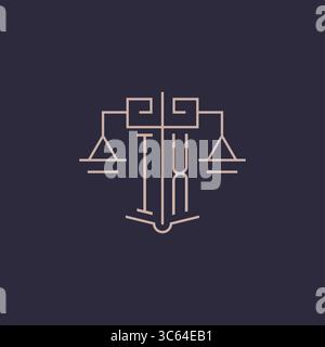 Initial letter IX logo with scale of justice luxury geometric design style vector graphic Stock Vector