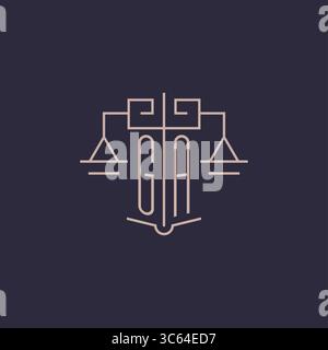 Initial letter GA logo with scale of justice luxury geometric design style vector graphic Stock Vector