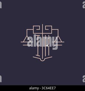 Initial letter IK logo with scale of justice luxury geometric design style vector graphic Stock Vector