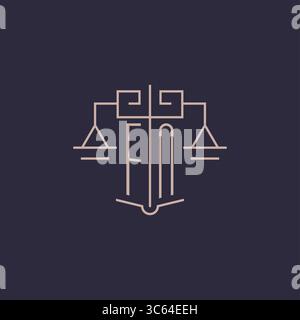 Initial letter FN logo with scale of justice luxury geometric design style vector graphic Stock Vector