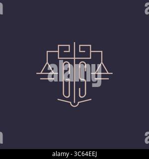 Initial letter GS logo with scale of justice luxury geometric design style vector graphic Stock Vector