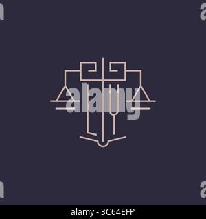 Initial letter LY logo with scale of justice luxury geometric design style vector graphic Stock Vector