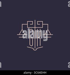 Initial letter GK logo with scale of justice luxury geometric design style vector graphic Stock Vector