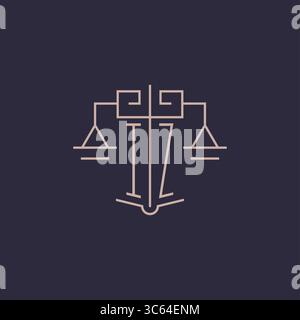 Initial letter IZ logo with scale of justice luxury geometric design style vector graphic Stock Vector