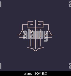 Initial letter MK logo with scale of justice luxury geometric design style vector graphic Stock Vector