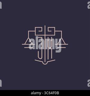 Initial letter JX logo with scale of justice luxury geometric design style vector graphic Stock Vector