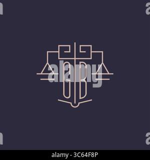 Initial letter GB logo with scale of justice luxury geometric design style vector graphic Stock Vector