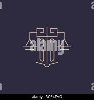 Initial letter GO logo with scale of justice luxury geometric design style vector graphic Stock Vector