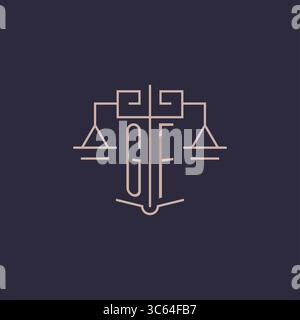 Initial letter GF logo with scale of justice luxury geometric design style vector graphic Stock Vector