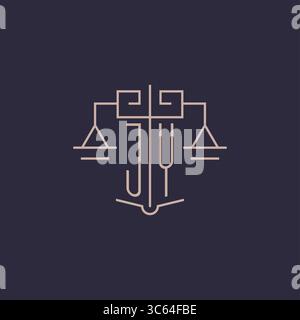 Initial letter JY logo with scale of justice luxury geometric design style vector graphic Stock Vector