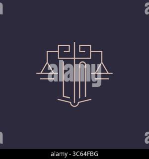 Initial letter LN logo with scale of justice luxury geometric design style vector graphic Stock Vector
