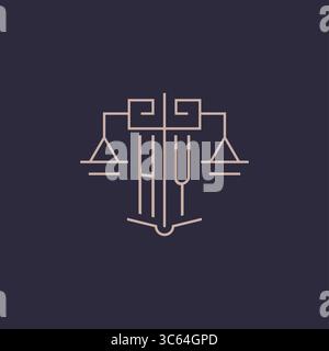 Initial letter HY logo with scale of justice luxury geometric design style vector graphic Stock Vector