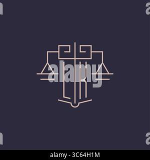 Initial letter LK logo with scale of justice luxury geometric design style vector graphic Stock Vector