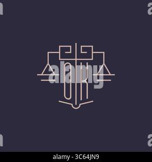 Initial letter OK logo with scale of justice luxury geometric design style vector graphic Stock Vector
