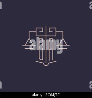Initial letter OA logo with scale of justice luxury geometric design style vector graphic Stock Vector