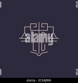 Initial letter LC logo with scale of justice luxury geometric design style vector graphic Stock Vector