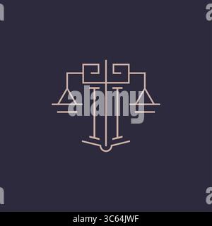 Initial letter II logo with scale of justice luxury geometric design style vector graphic Stock Vector