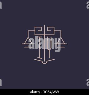 Initial letter IY logo with scale of justice luxury geometric design style vector graphic Stock Vector