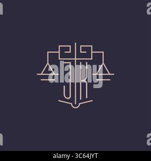 Initial letter JK logo with scale of justice luxury geometric design style vector graphic Stock Vector
