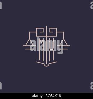 Initial letter MX logo with scale of justice luxury geometric design style vector graphic Stock Vector