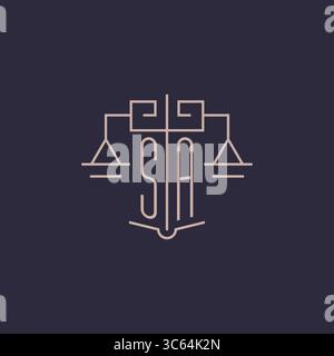 Initial letter SA logo with scale of justice luxury geometric design style vector graphic Stock Vector
