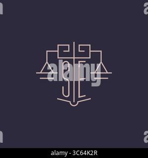 Initial letter SE logo with scale of justice luxury geometric design style vector graphic Stock Vector