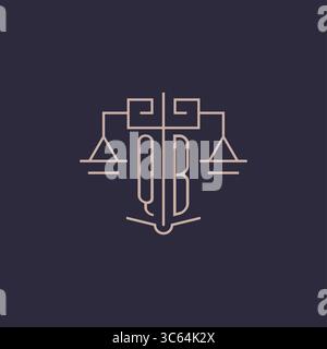 Initial letter QB logo with scale of justice luxury geometric design style vector graphic Stock Vector