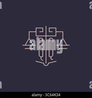 Initial letter QQ logo with scale of justice luxury geometric design style vector graphic Stock Vector