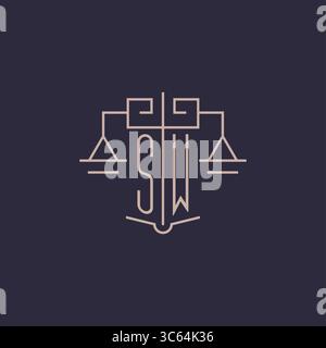 Initial letter SW logo with scale of justice luxury geometric design style vector graphic Stock Vector