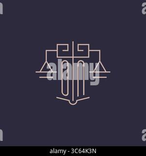 Initial letter ON logo with scale of justice luxury geometric design style vector graphic Stock Vector