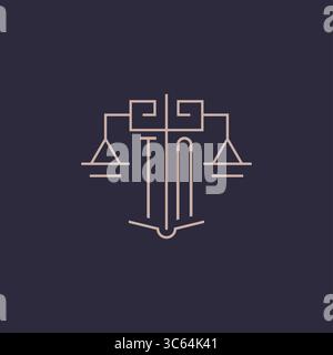 Initial letter TN logo with scale of justice luxury geometric design style vector graphic Stock Vector