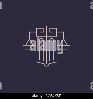 Initial letter NN logo with scale of justice luxury geometric design style vector graphic Stock Vector