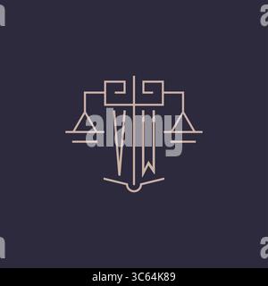 Initial letter VW logo with scale of justice luxury geometric design style vector graphic Stock Vector
