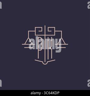 Initial letter PK logo with scale of justice luxury geometric design style vector graphic Stock Vector