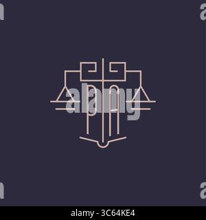 Initial letter PA logo with scale of justice luxury geometric design style vector graphic Stock Vector