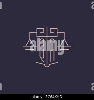 Initial letter QA logo with scale of justice luxury geometric design style vector graphic Stock Vector
