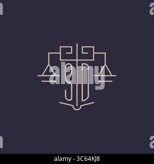 Initial letter SD logo with scale of justice luxury geometric design style vector graphic Stock Vector