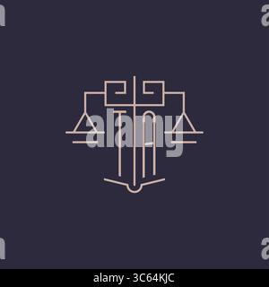 Initial letter TA logo with scale of justice luxury geometric design style vector graphic Stock Vector