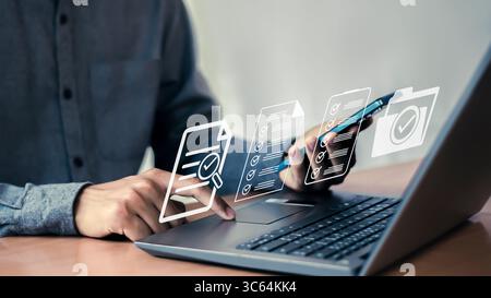 Document Verification and Digital Approval Process Stock Photo