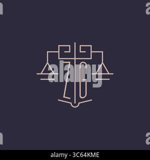 Initial letter ZG logo with scale of justice luxury geometric design style vector graphic Stock Vector