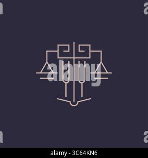 Initial letter YY logo with scale of justice luxury geometric design style vector graphic Stock Vector