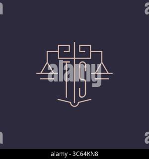 Initial letter TS logo with scale of justice luxury geometric design style vector graphic Stock Vector