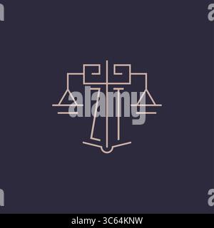 Initial letter ZT logo with scale of justice luxury geometric design style vector graphic Stock Vector