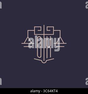 Initial letter OX logo with scale of justice luxury geometric design style vector graphic Stock Vector